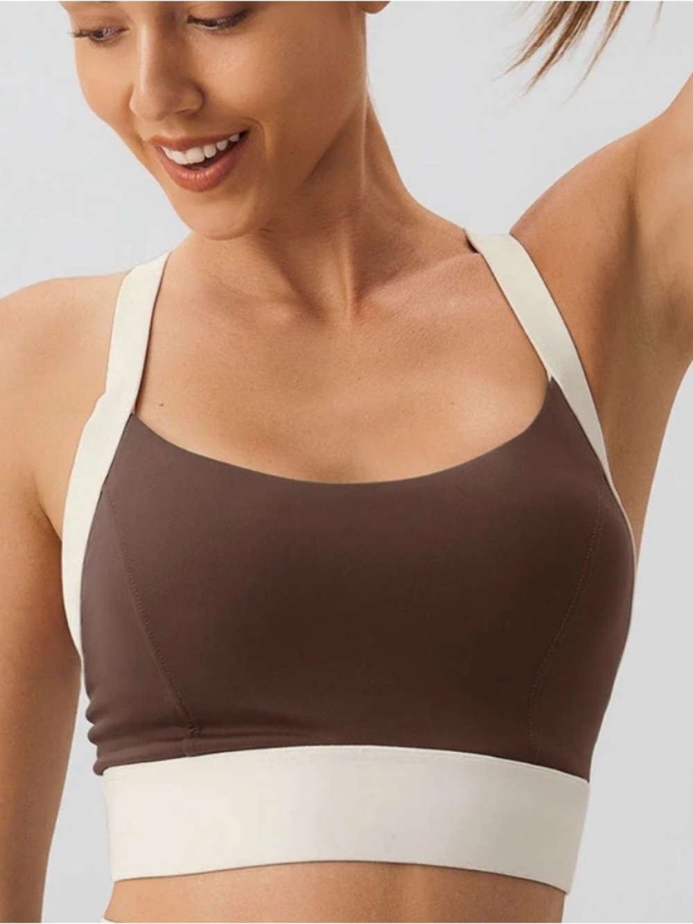 NWTs - Berlook Women's Brown and Cream Sports Bra Size XS